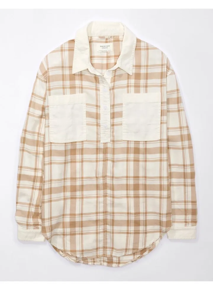 AE Oversized Plaid Pullover Shirt