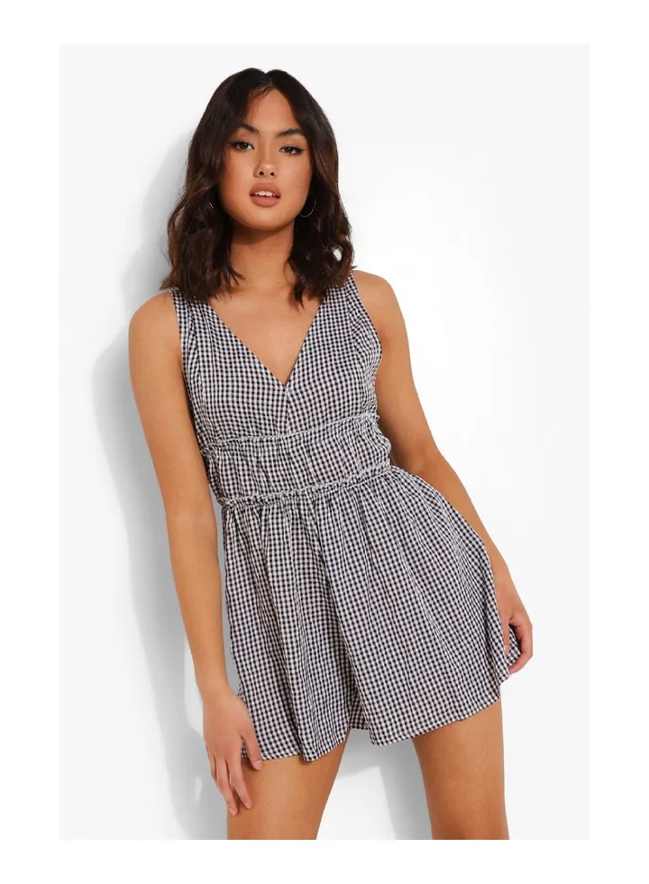Gingham Plunge Playsuit