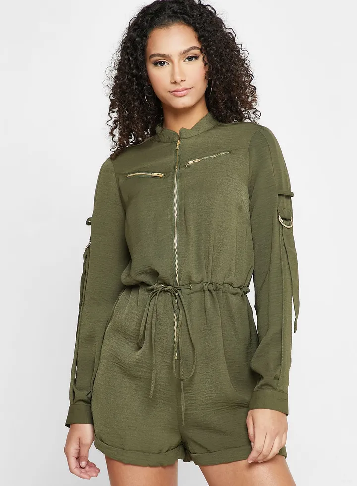 Zip Detail Knitted Playsuit