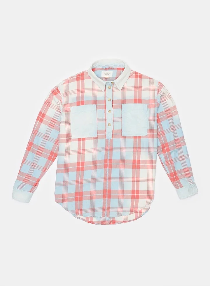 AE Oversized Plaid Pullover Shirt