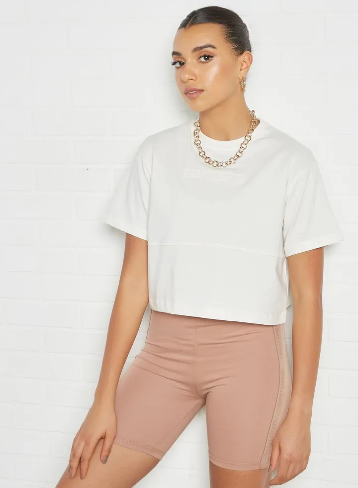 Logo Crop Top White
