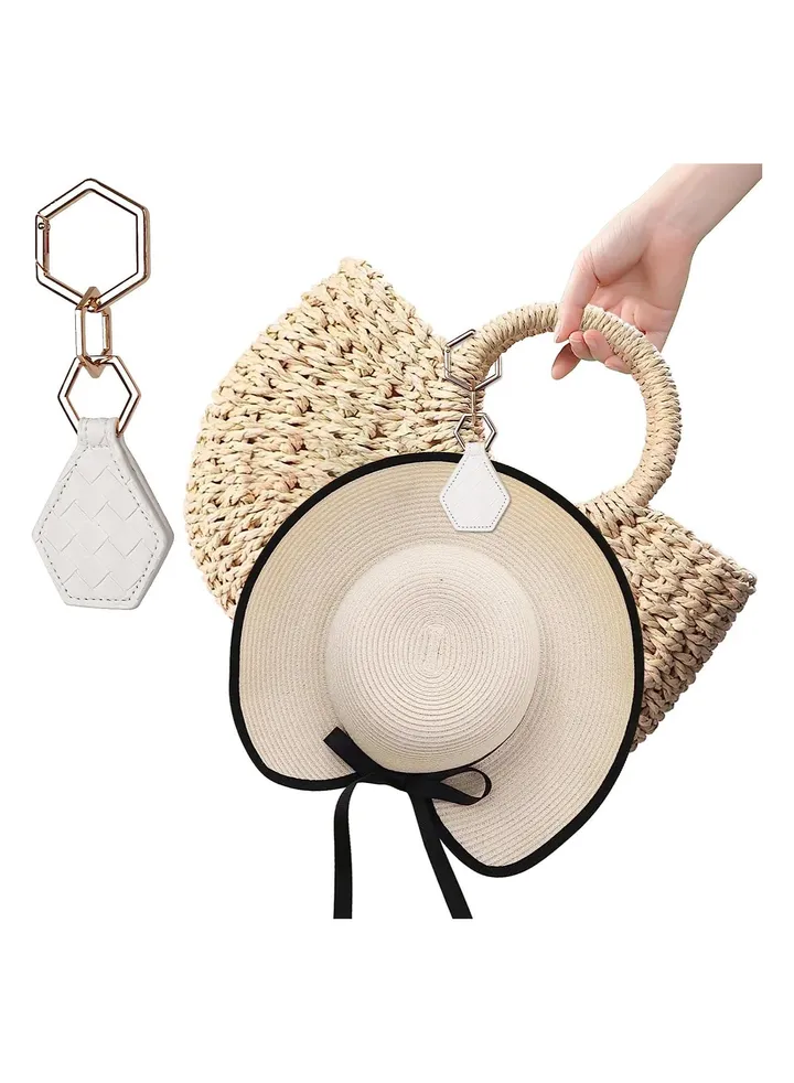 Magnetic Hat Clip for Travel Handbag, Women Travel Hands Free Hat Accessory, Bag Clip-On Holder for Sun and Wide Brim Hats, White