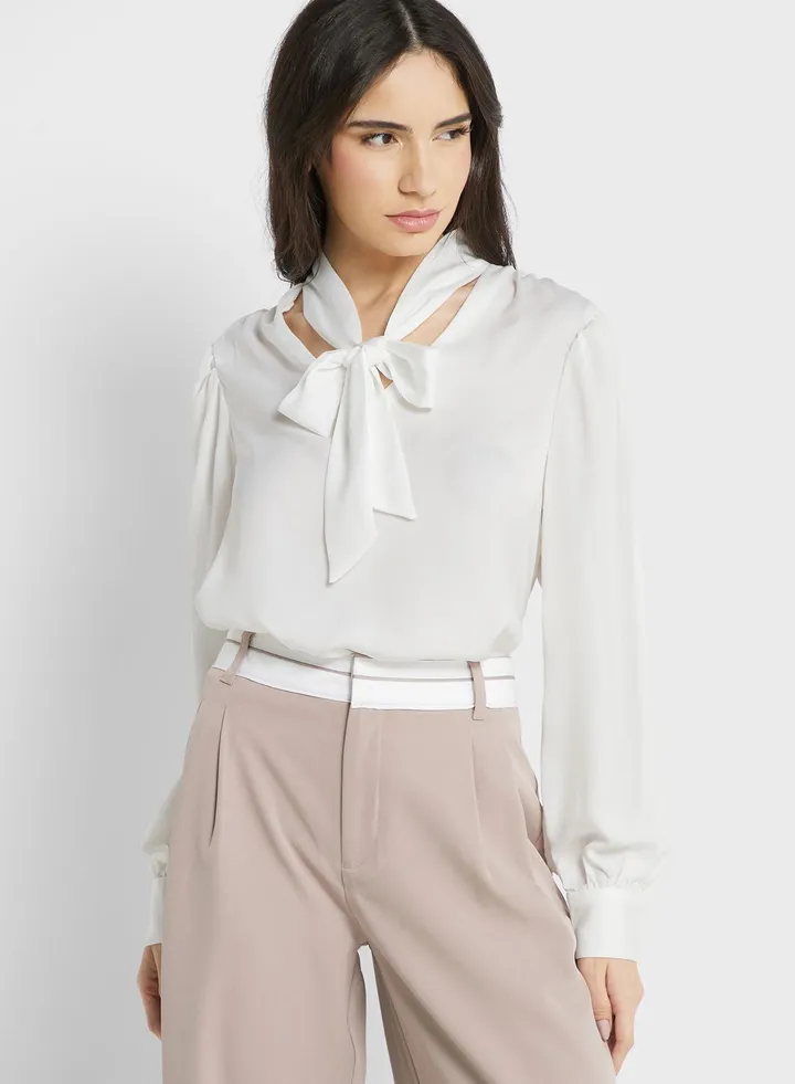 V-Neck Tie Detail Top