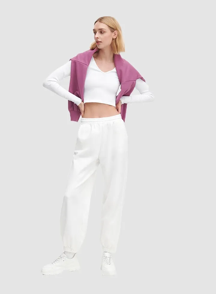 V-Neck Crop Top White