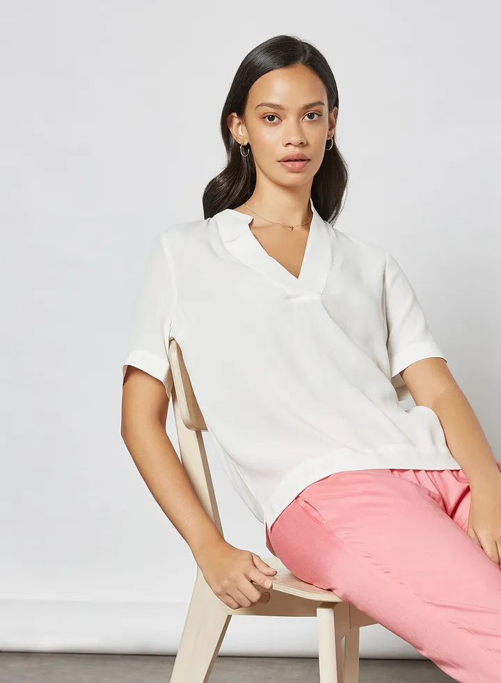 V Neck Blouse Snow White