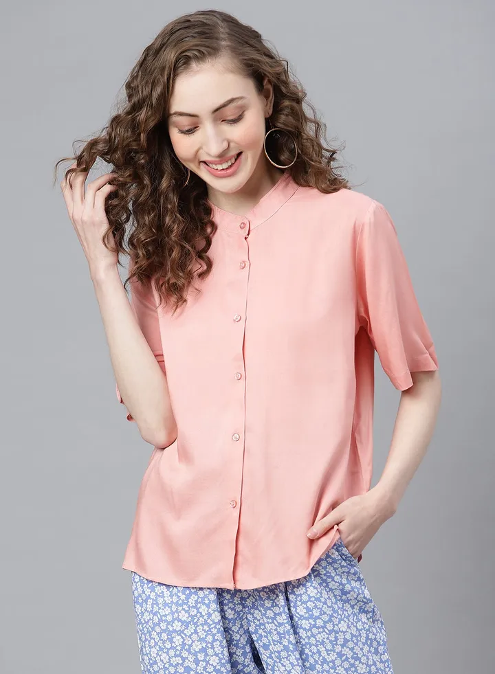 Fashionable Short Sleeve Shirt Pink