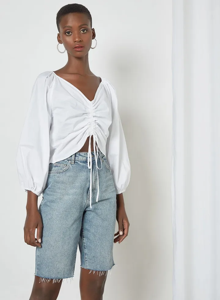 Ruched Top Off-White