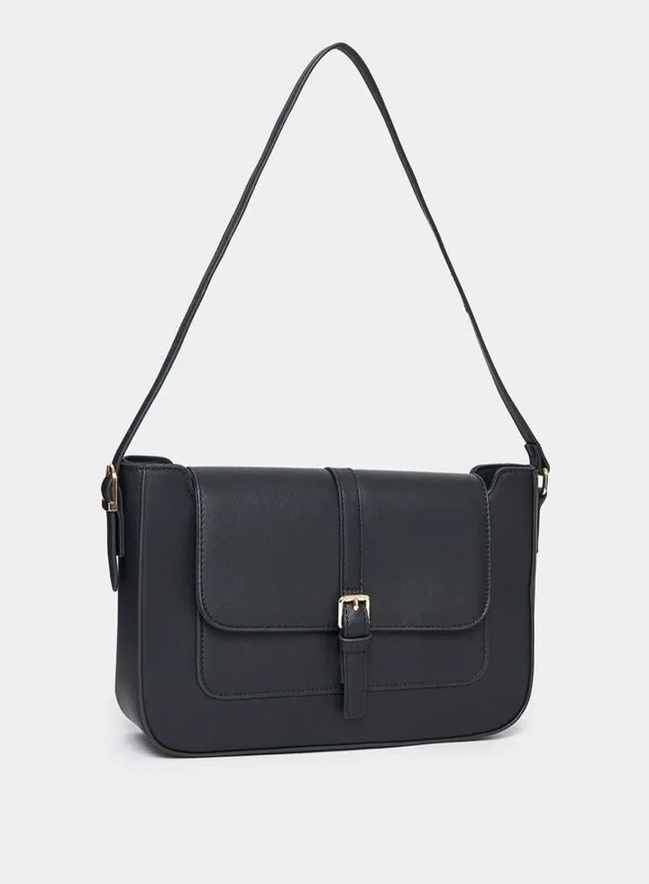 Solid Belted Hand Bag