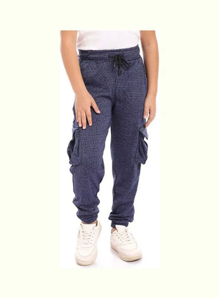 Detailed Casual Sweatpants Baggy Unisex Child Blue