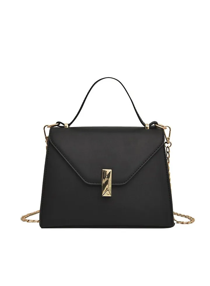 Fashion Sweet Ladylike Solid Color All-Match Crossbody Bag Black