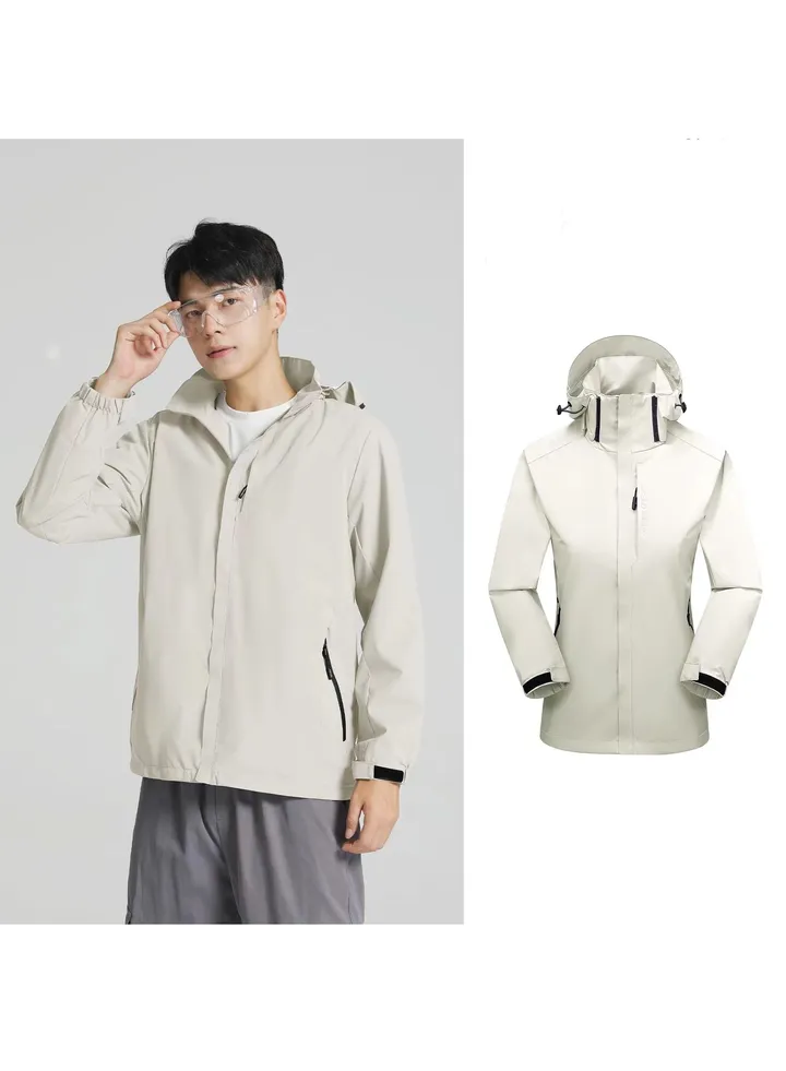100% Polyester Fabric Detachable Hooded Waterproof Mountaineering Suit Outdoor Clothing