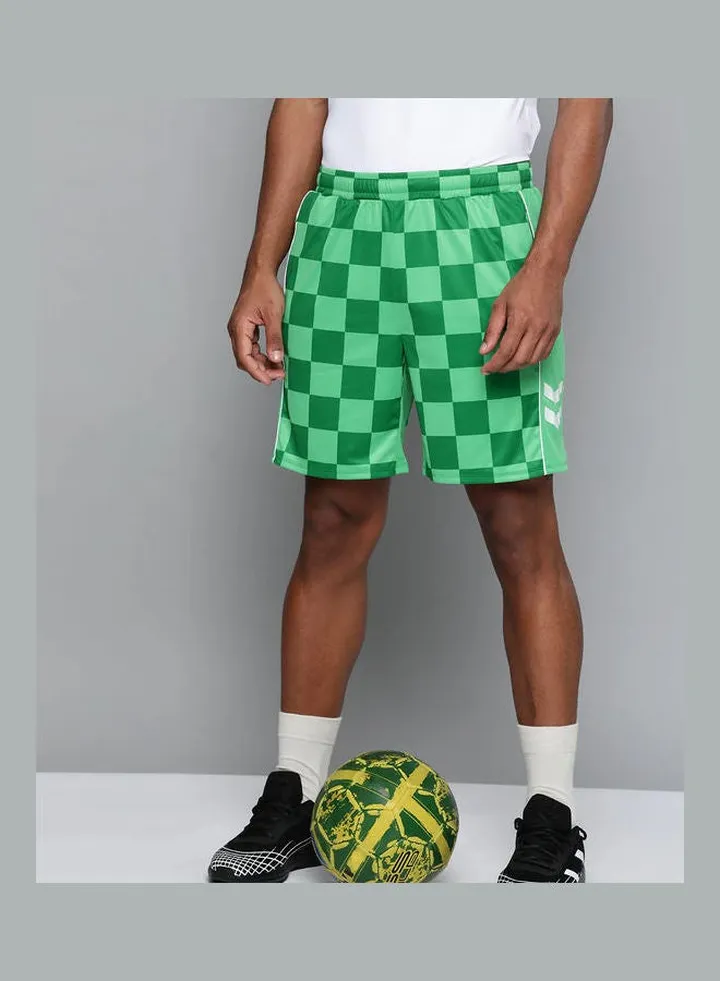 Checked Printed Sport Shorts Green