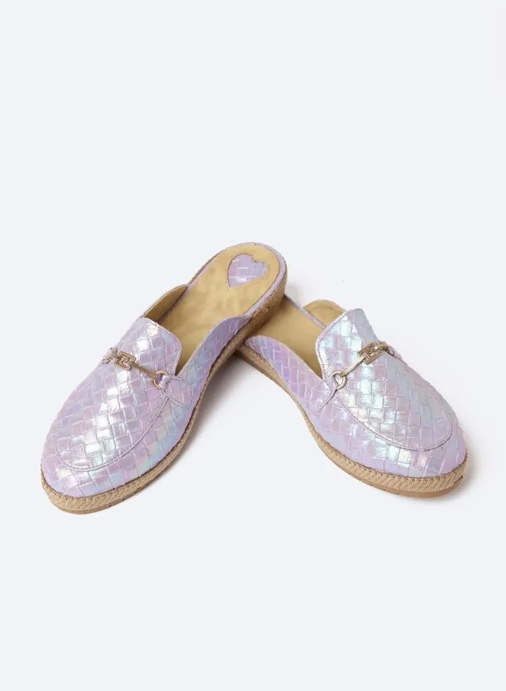 Circular Flat Leather Blain Vern Slipper With Accessories