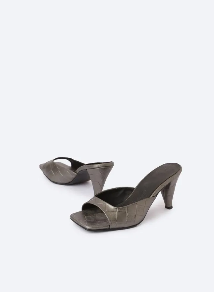Square-Designed Heeled Slipper, 7cm Middle Heels
