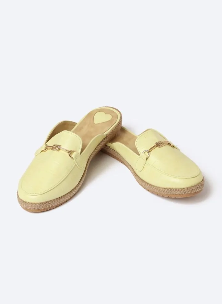 Slipper Circled Crocodile Accessories Leather Flat