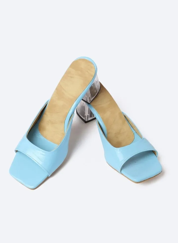 Slipper Leather Verne Middle Transparent Heels