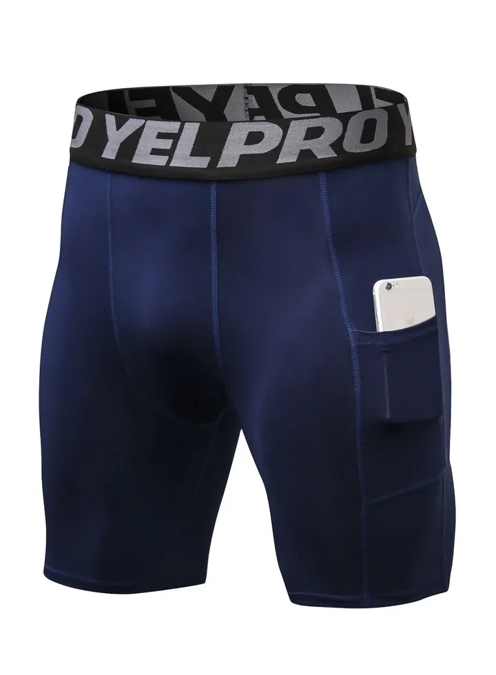 Men Quick Dry Breathable Elastic Shorts Dark Blue
