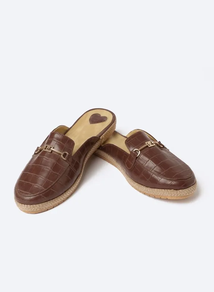 Slipper Circled Crocodile Accessories Leather Flat