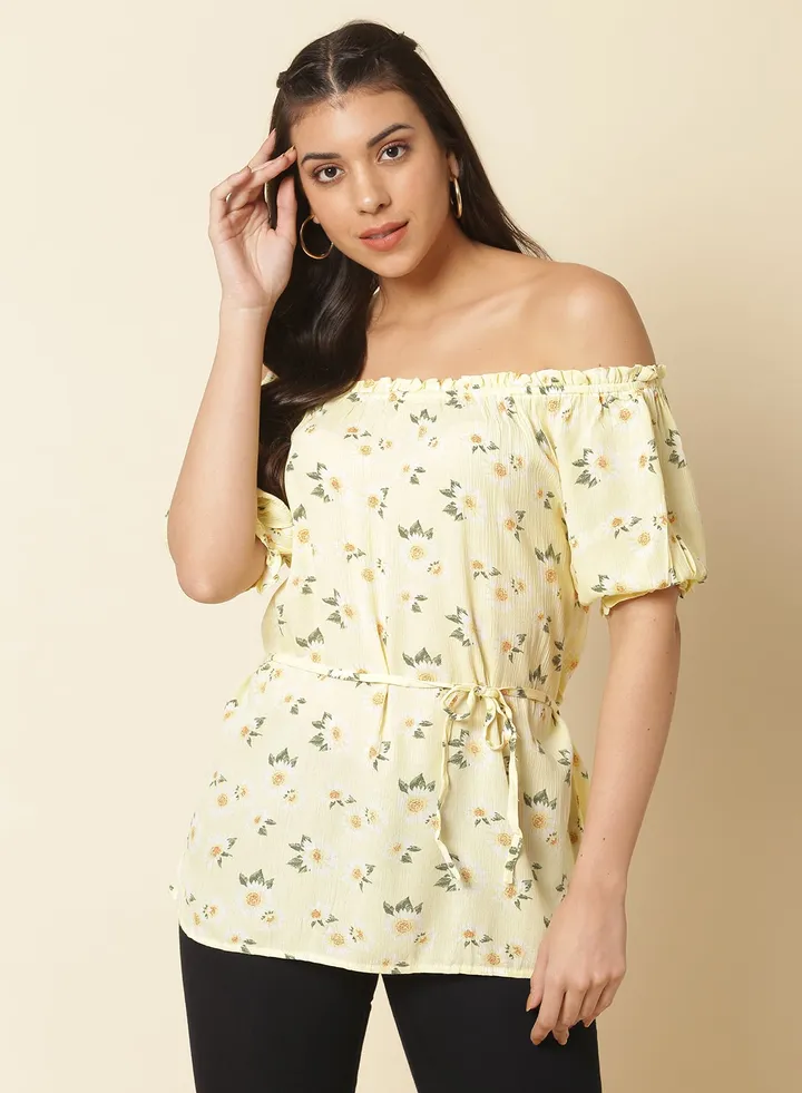 Casual Stylish Top light yellow multicolor
