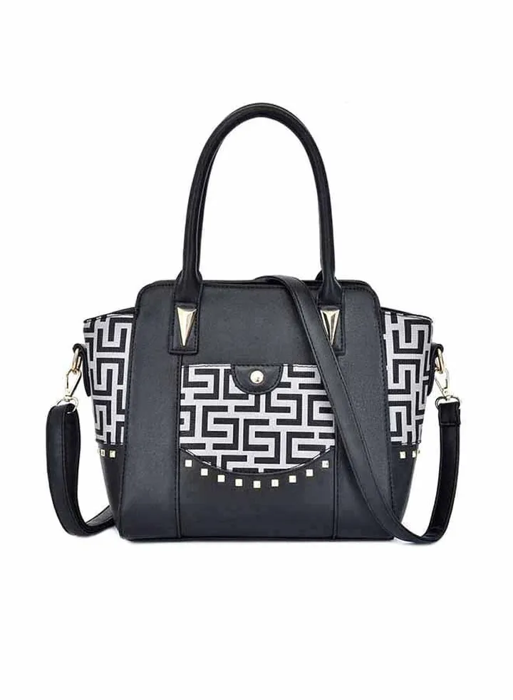 Elegant Stylish Satchel Black/White