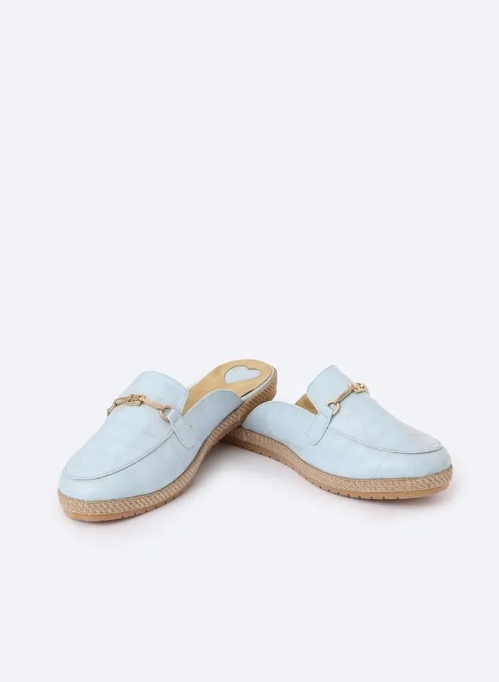Circular Flat Leather Crocodile Print Animal Slipper With Accessories