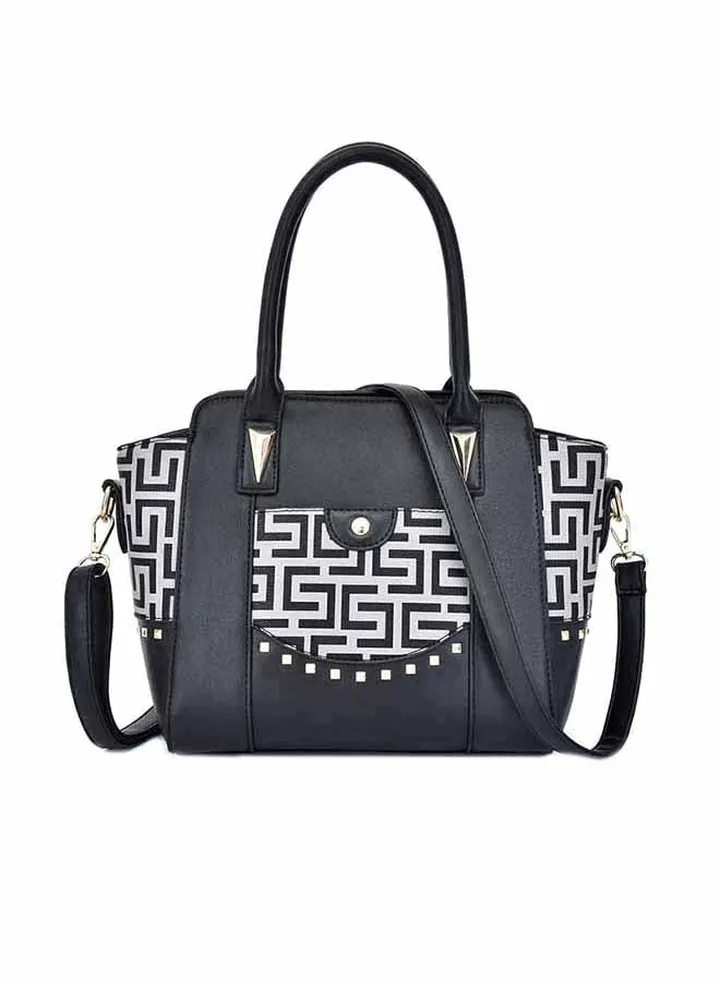 Elegant Stylish Satchel Black/White