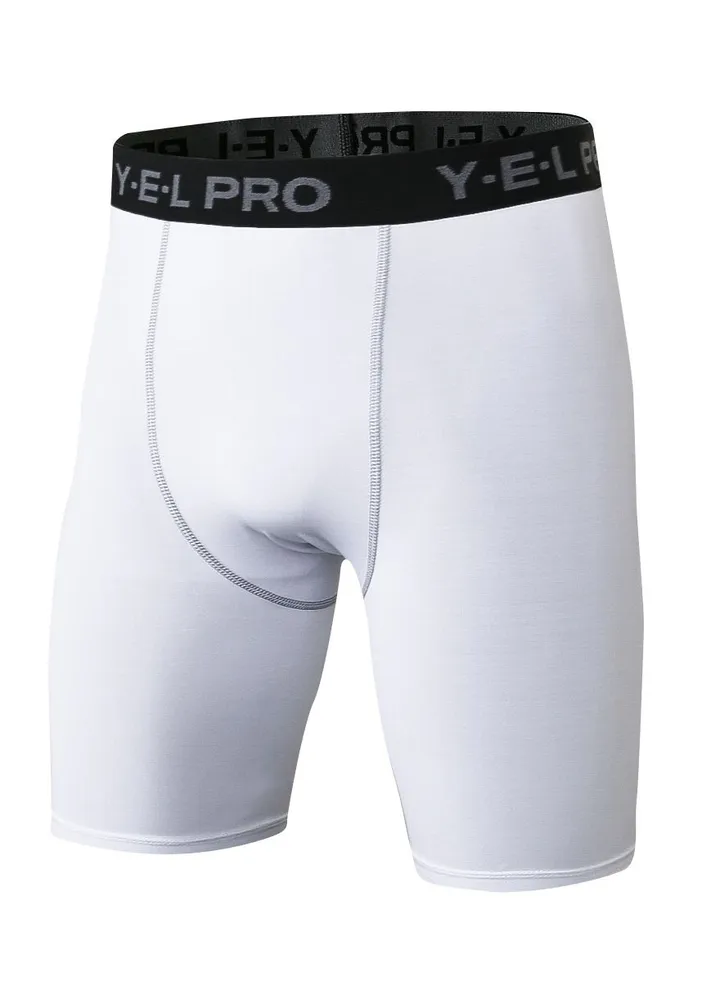 Men Quick Dry Breathable Elastic Shorts White