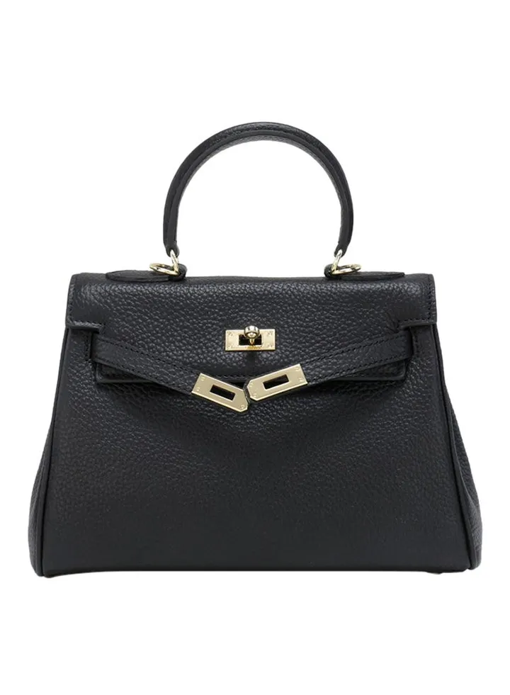 Classic Leather Satchel Bag Black