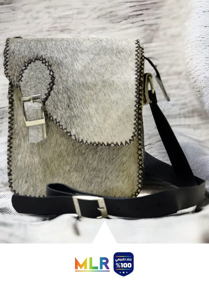 Handmade natural sheep fur bag for women, handmade, genuine leather