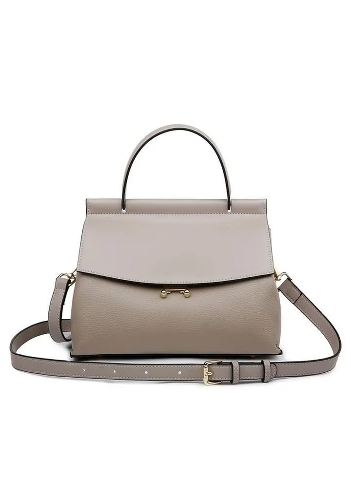 Stylish PU black/beige leather satchel for everyday wear
