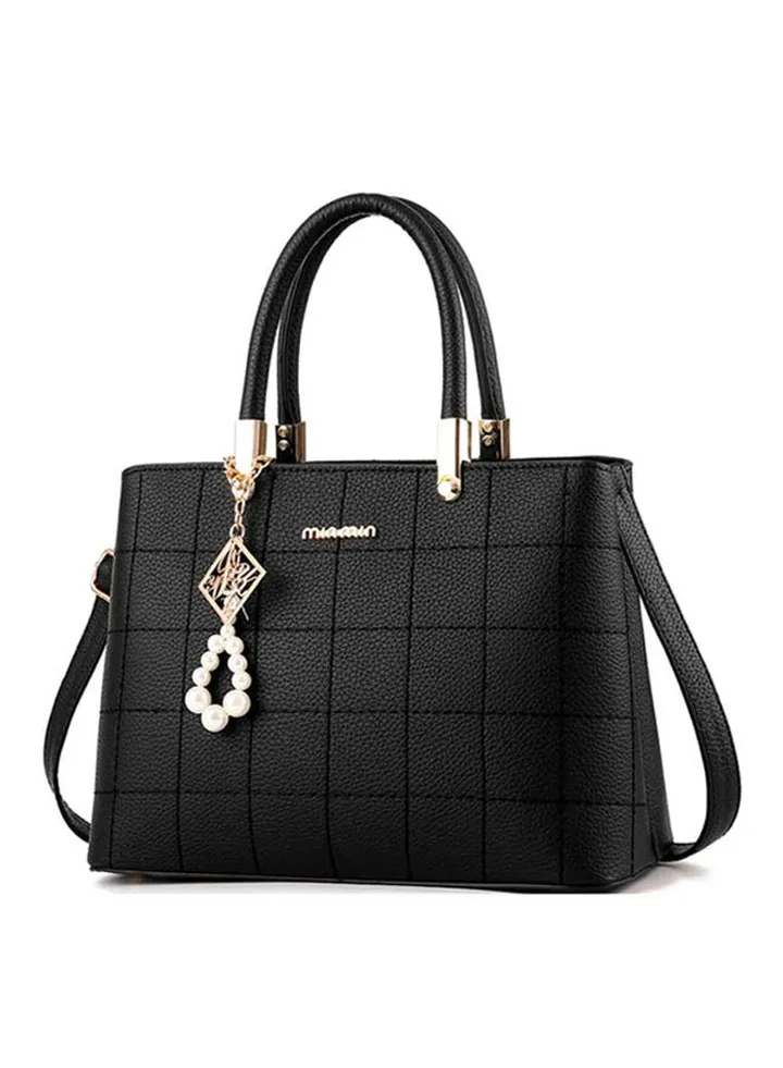 Check Pattern Shoulder Bag Black