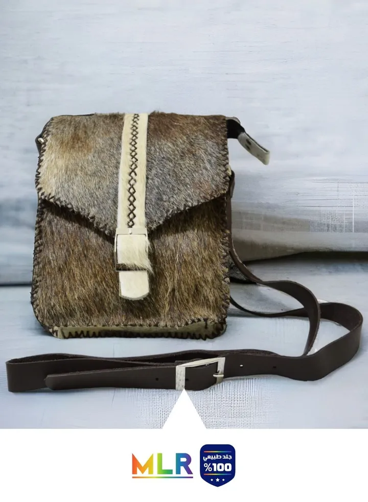 Handmade natural sheep fur bag for women, handmade, genuine leather