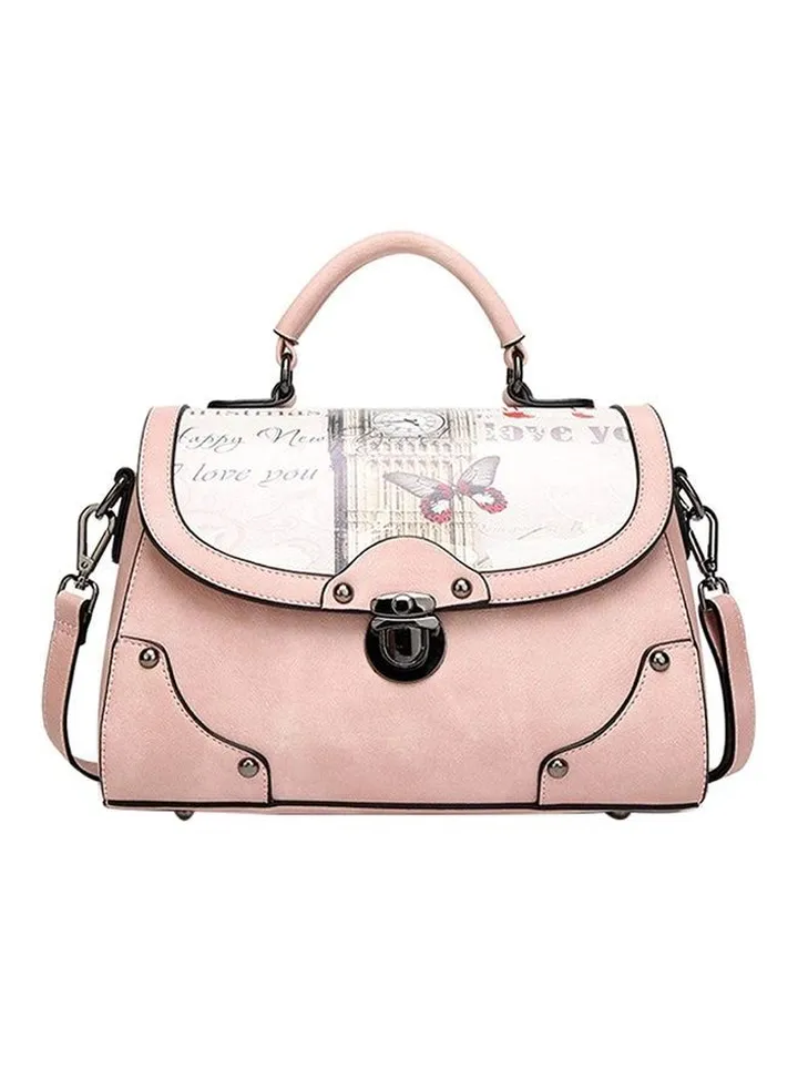 Pink small leather zip lock bag