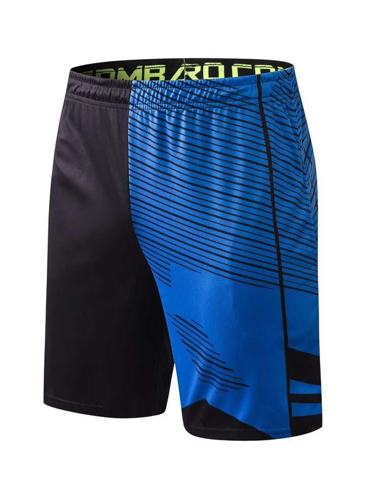 Men Quick Dry Breathable Elastic Shorts Black/Blue