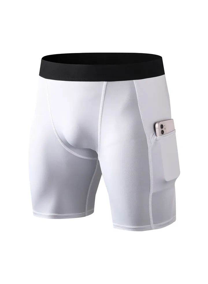 Men Quick Dry Breathable Elastic Shorts White
