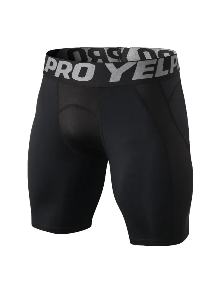 Men Quick Dry Breathable Elastic Running Shorts Black