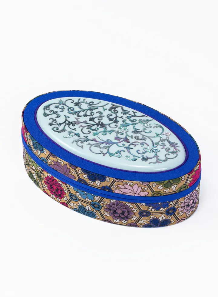 MideUnik Mother-of-pearl Oval Brocade Box