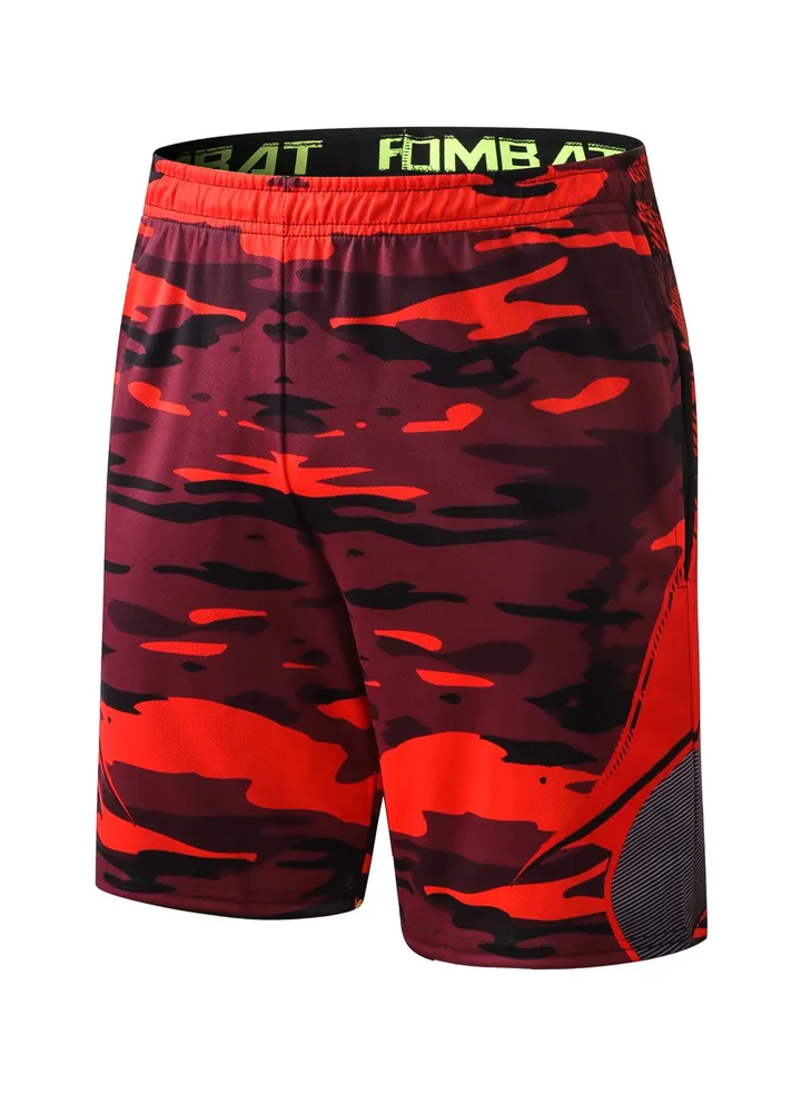 Men Quick Dry Breathable Elastic Shorts Red
