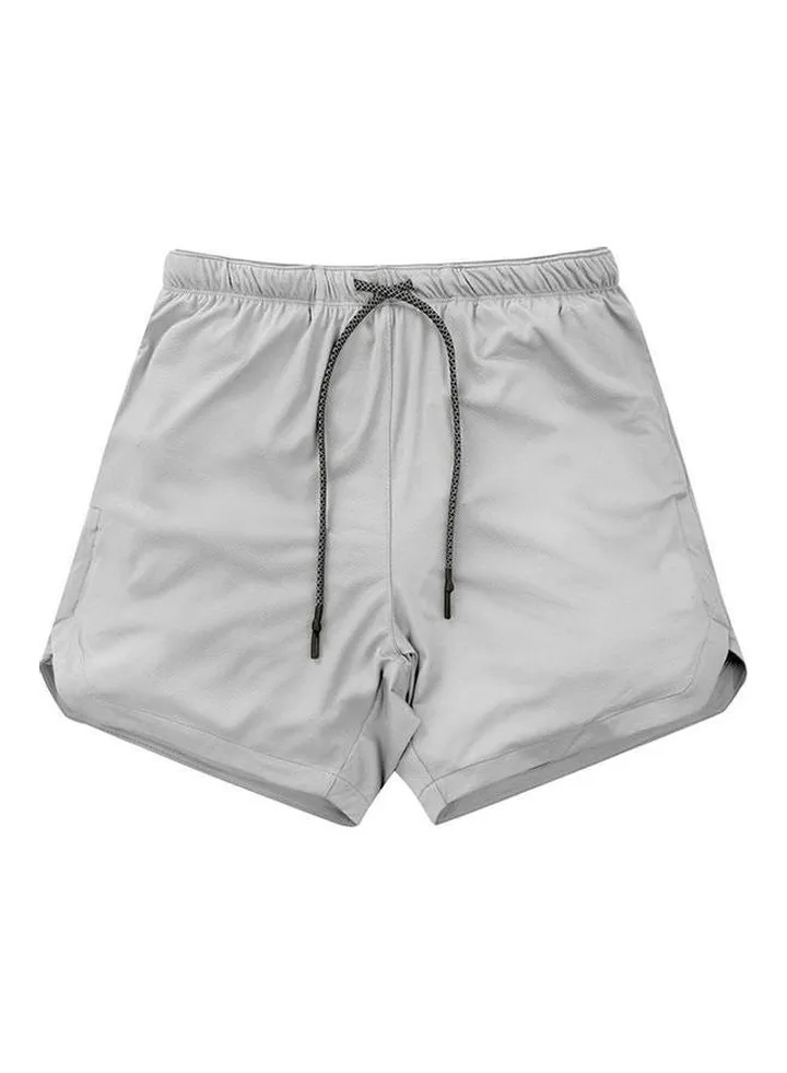 2-In-1 Athletic Shorts With Pockets White/Black