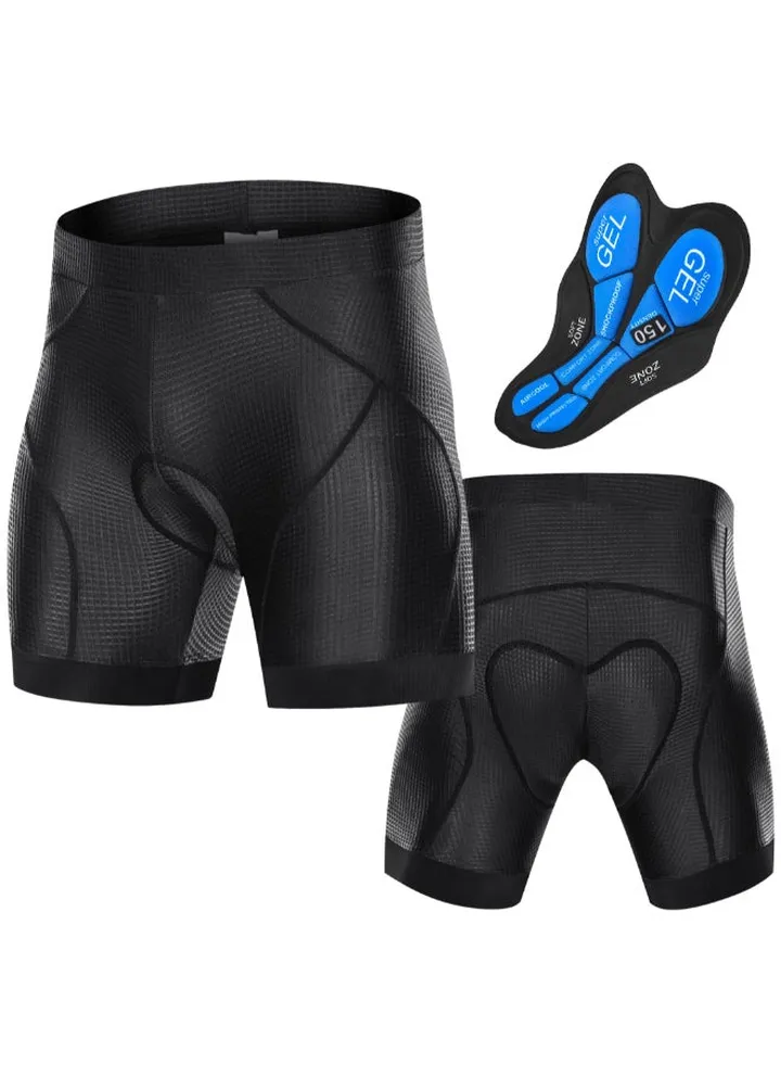 3D Padded Shorts With Anti-Slip Leg Grips Black