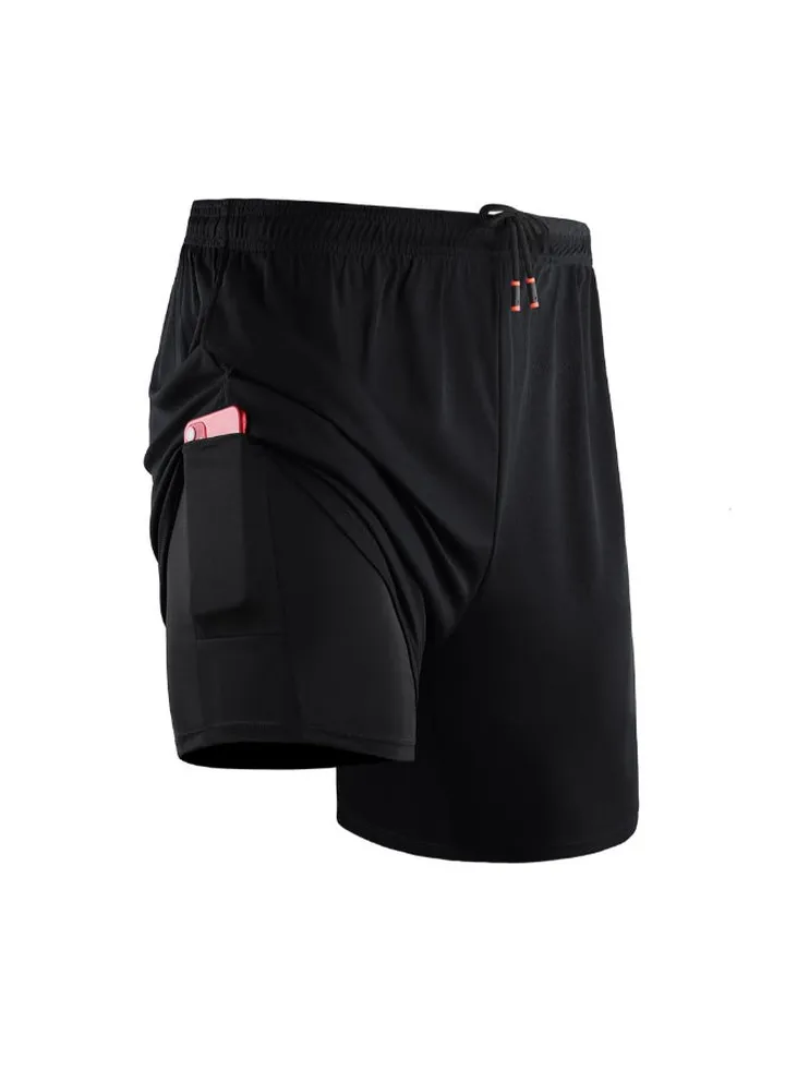 2-In-1 Sports Training Shorts Black