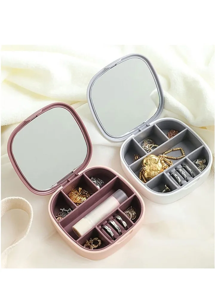 Set of 2 Portable Travel Jewelry Organizer Boxes White