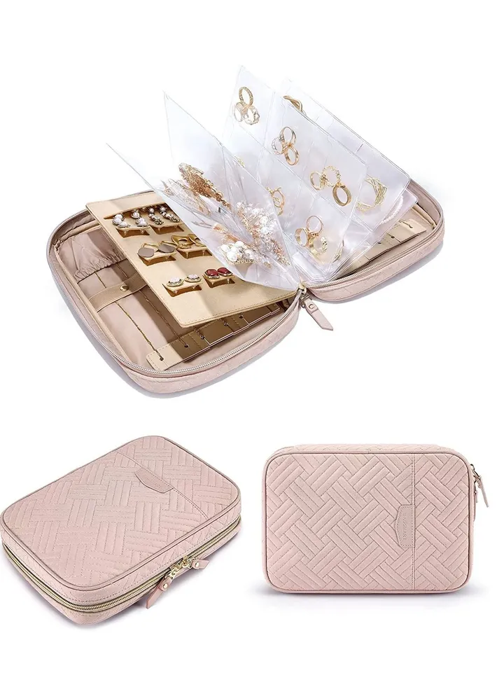 Jewelry Travel Organizer Travel Organizer Case Transparent Jewelry Storage Book Ring Binder Jewelry Bags Clear Booklet Zipper Pouch Bag for Necklaces, Earrings, Rings, Bracelets
