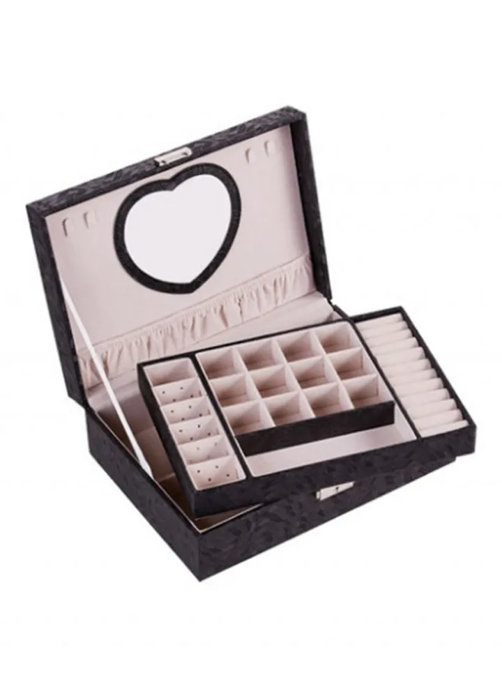 Leather double wood jewelry box