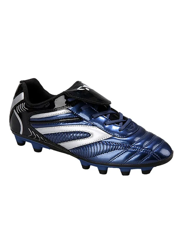 Low Top Leather Lace Up Football Sneakers With Cover On Laces Blue