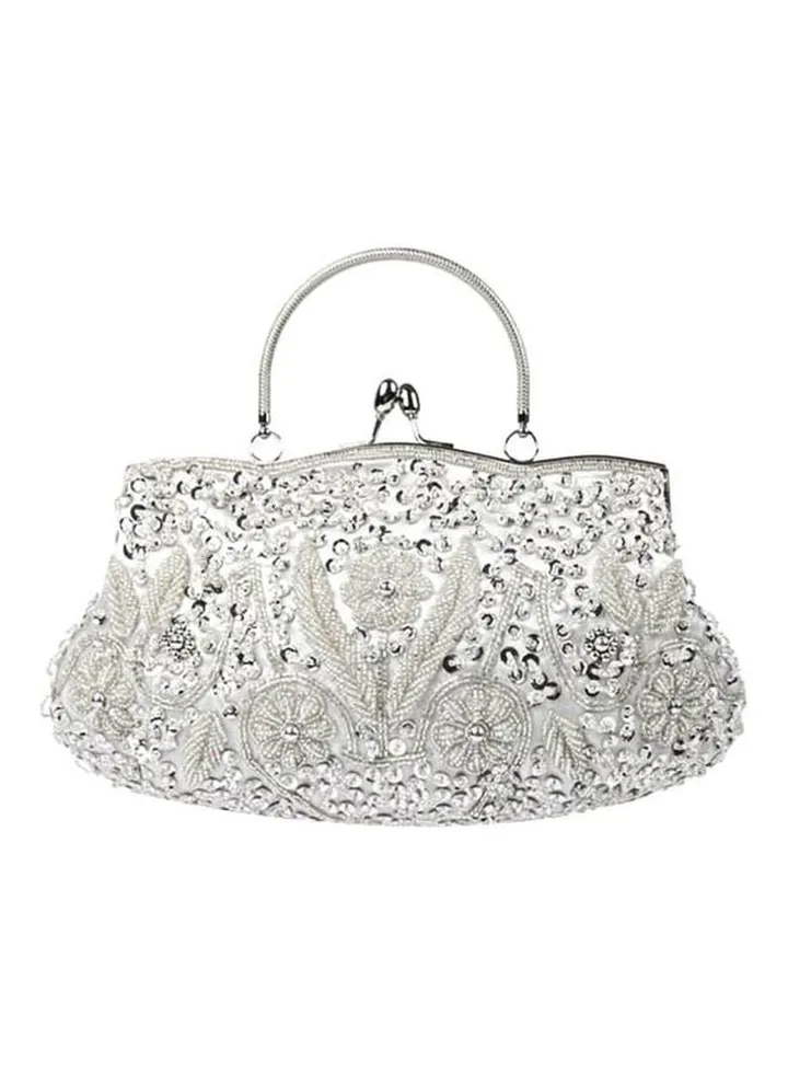Vintage Handmade Clutch Bag Silver