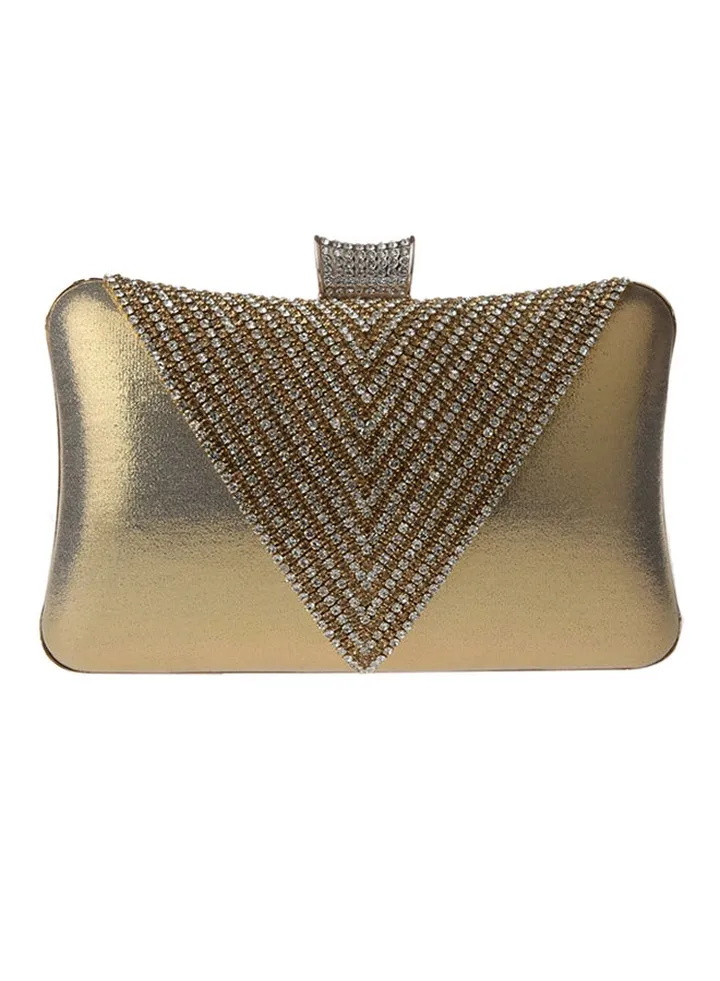Detail Sequin Clutch Gold