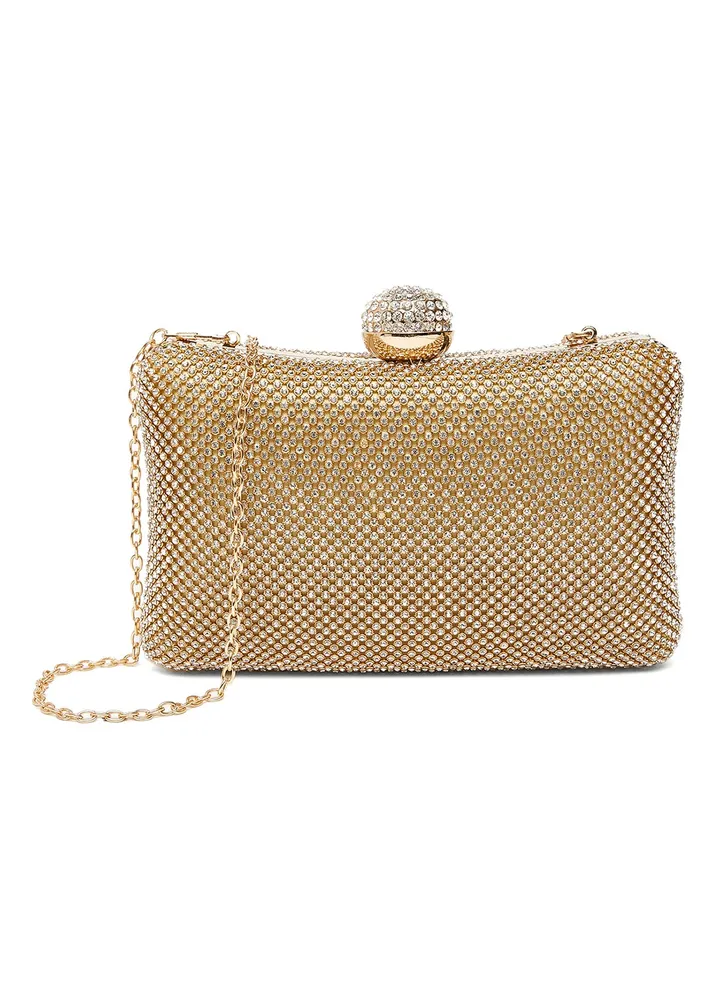 Faux Leather Clutch Gold