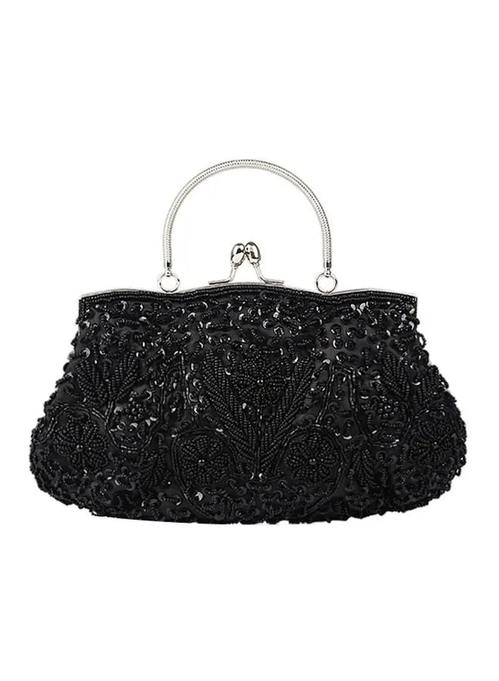 Vintage Handmade Clutch Bag Black