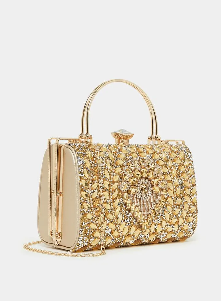 Stone Embellished Clutch Bag